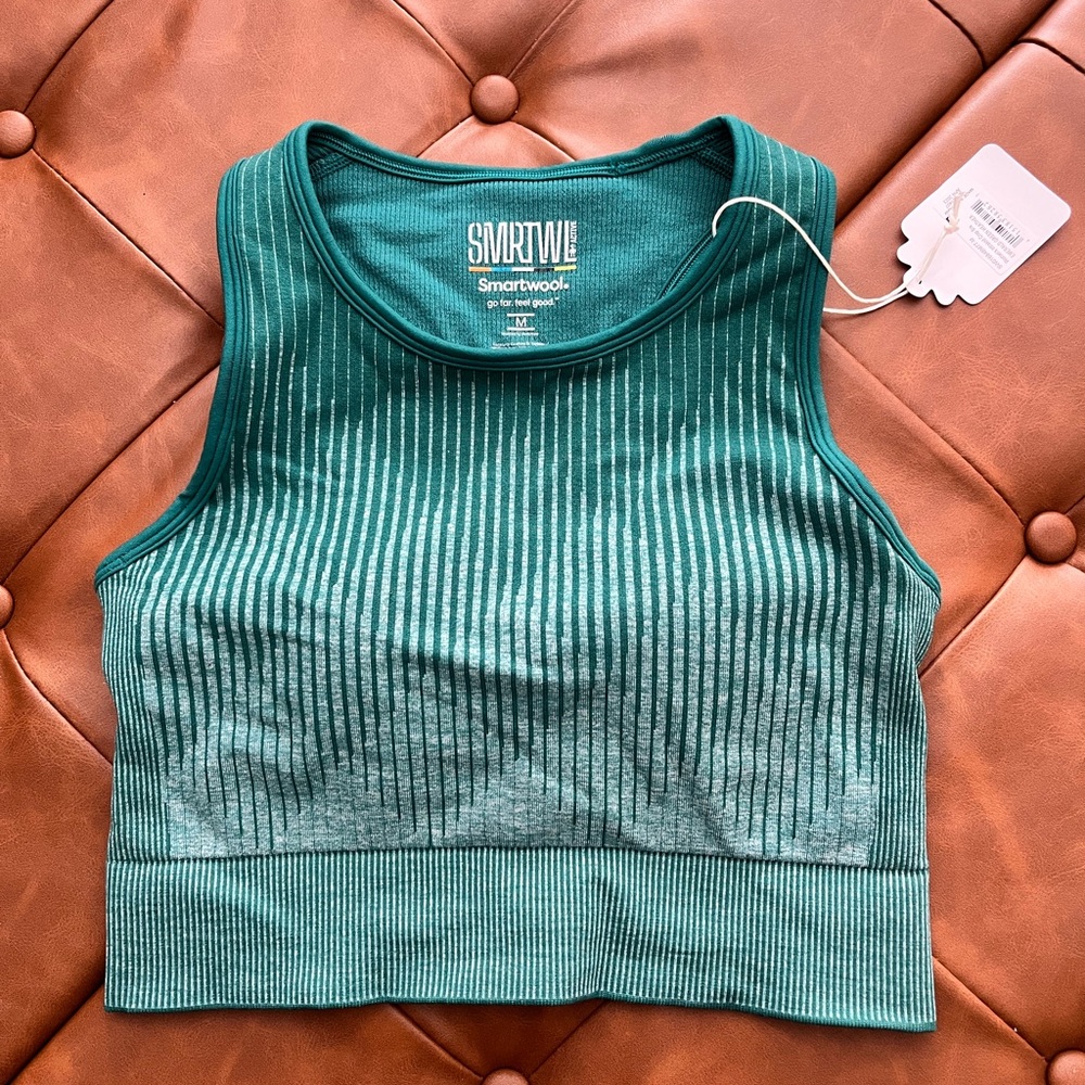NWT Smartwool INTRAKNIT Crop Bra - Size Medium - Emerald Green Heather